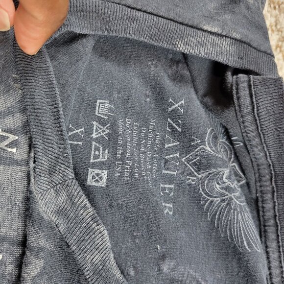 Xzavier T-shirt Mens XL Black Royalty 2-Sided Short Sleeve Graphic V Neck Holes* - Picture 2 of 9